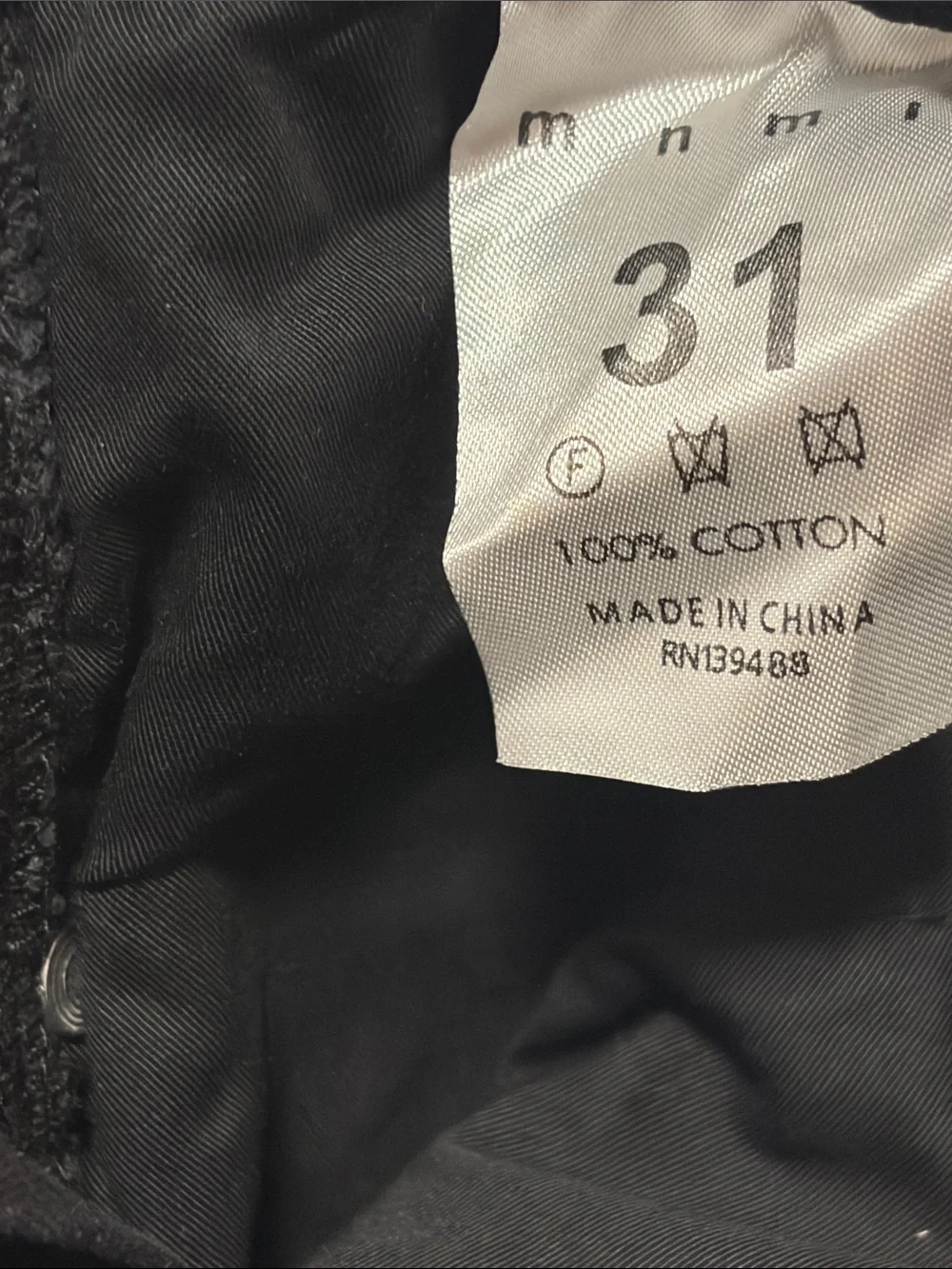 NWT - MNML Black Snap-Detail western Pants size 31 waist